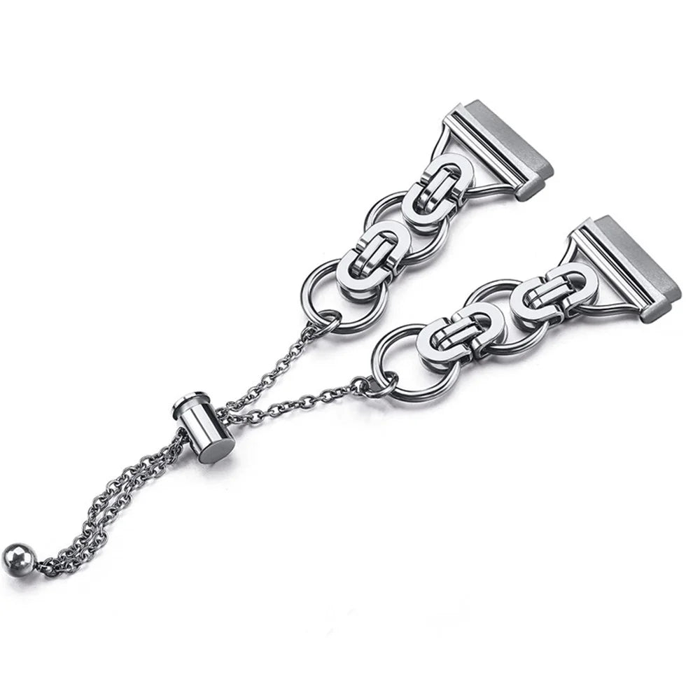 For Fitbit Versa 3/Fitbit Sense Stainless Steel Single Circle Design Smart Watch Band Wrist Strap 20mm - Silver - 3