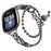 For Fitbit Versa 3/Fitbit Sense Stainless Steel Double Circle Design Hollow Out Smart Watch Band Wrist Strap 20mm - Black - 1