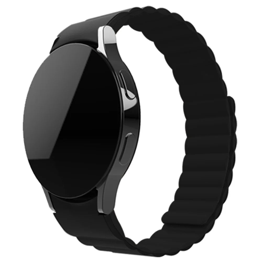 For Samsung Galaxy Watch6 40mm 44mm / Watch6 Classic 43mm 47mm / Watch 5 40mm 44mm / 5 Pro 45mm / Watch4 40mm 44mm Magnetic Adsorption Silicone Watch Band Replacement Wrist Strap - Black - 2