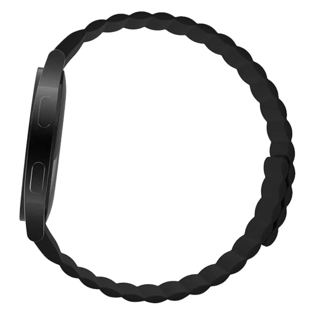 For Samsung Galaxy Watch6 40mm 44mm / Watch6 Classic 43mm 47mm / Watch 5 40mm 44mm / 5 Pro 45mm / Watch4 40mm 44mm Magnetic Adsorption Silicone Watch Band Replacement Wrist Strap - Black - 3