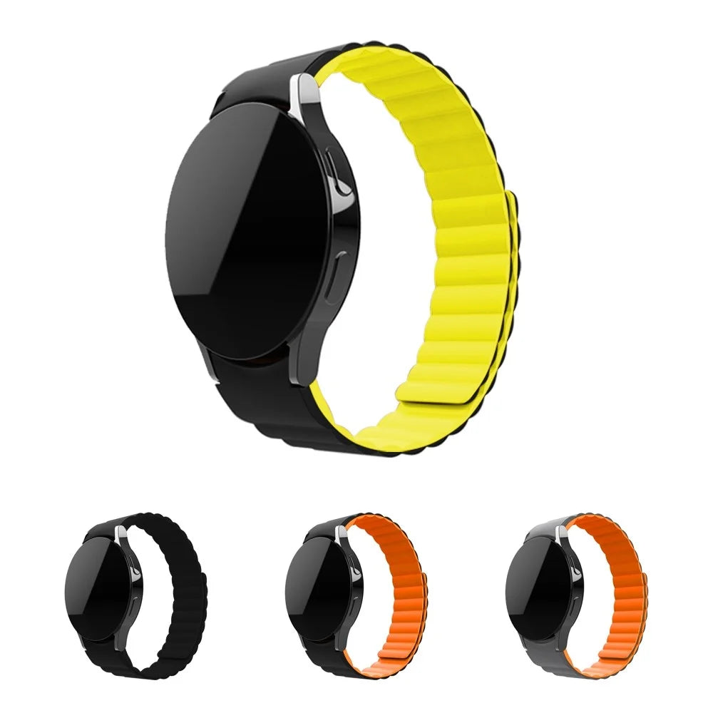 For Samsung Galaxy Watch6 40mm 44mm / Watch6 Classic 43mm 47mm / Watch 5 40mm 44mm / 5 Pro 45mm / Watch4 40mm 44mm Magnetic Adsorption Silicone Watch Band Replacement Wrist Strap - Black - 5