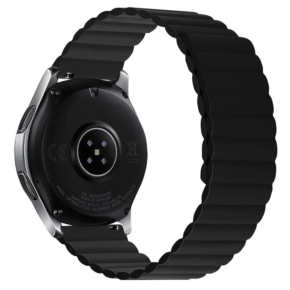 For Samsung Galaxy Watch4 40mm/44mm/Garmin Venu2 Plus/Venu Sq Dual Color Watch Strap 20mm Silicone Magnetic Watch Band Replacement - Black - 1