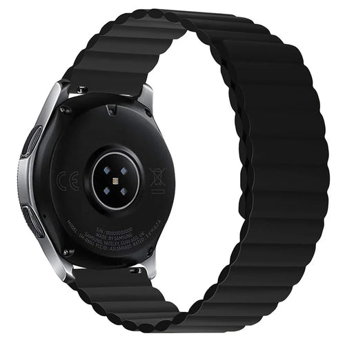 For Samsung Galaxy Watch4 40mm/44mm/Garmin Venu2 Plus/Venu Sq Dual Color Watch Strap 20mm Silicone Magnetic Watch Band Replacement - Black - 1