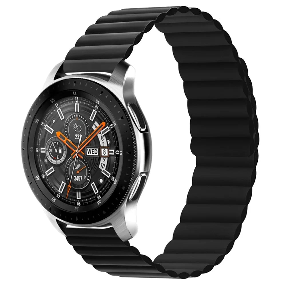 For Samsung Galaxy Watch4 40mm/44mm/Garmin Venu2 Plus/Venu Sq Dual Color Watch Strap 20mm Silicone Magnetic Watch Band Replacement - Black - 2