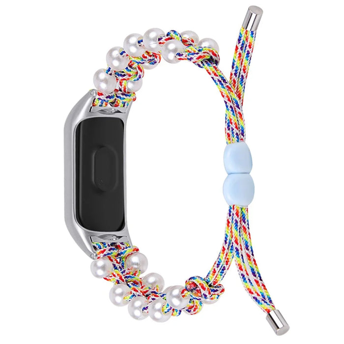 For Xiaomi Mi Band 7 Pearl Woven Watch Band Adjustable Nylon Stylish Wrist Strap Replacement - Colorful - 2