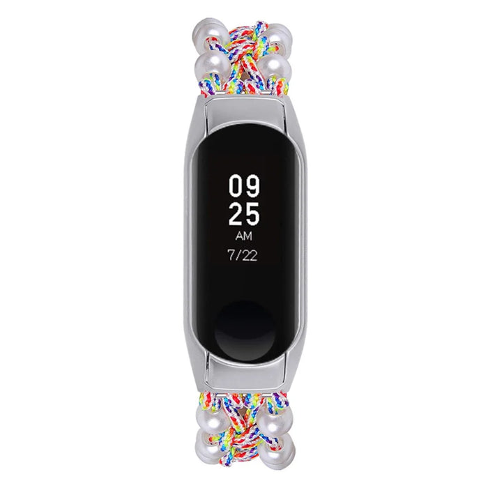 For Xiaomi Mi Band 7 Pearl Woven Watch Band Adjustable Nylon Stylish Wrist Strap Replacement - Colorful - 3