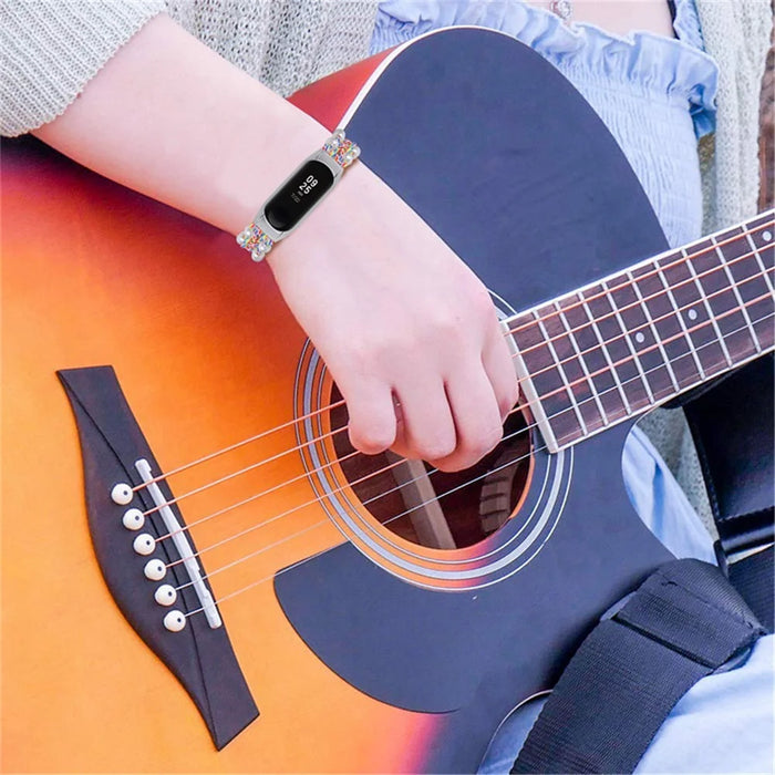 For Xiaomi Mi Band 7 Pearl Woven Watch Band Adjustable Nylon Stylish Wrist Strap Replacement - Colorful - 5