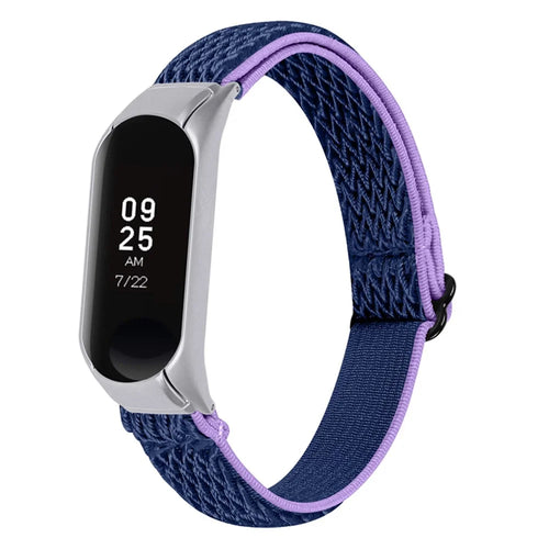 For Xiaomi Mi Band 7 Elastic Replacement Loop Band Nylon Stretch Braided Sport Adjustable Wristband Strap - Purple/Blue - 1