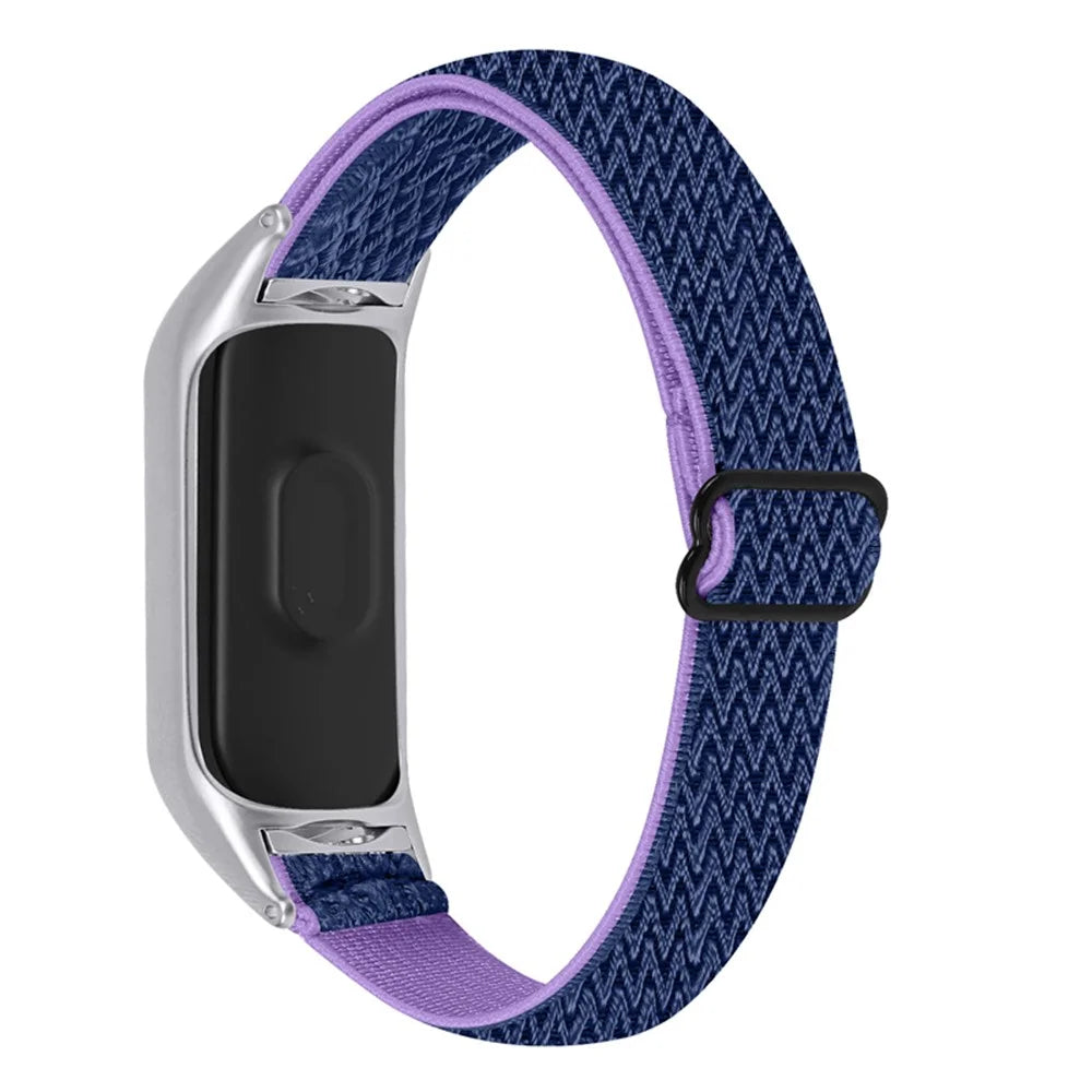 For Xiaomi Mi Band 7 Elastic Replacement Loop Band Nylon Stretch Braided Sport Adjustable Wristband Strap - Purple/Blue - 2