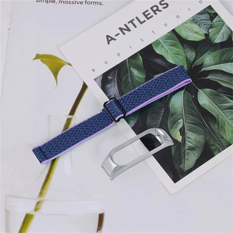 For Xiaomi Mi Band 7 Elastic Replacement Loop Band Nylon Stretch Braided Sport Adjustable Wristband Strap - Purple/Blue - 5