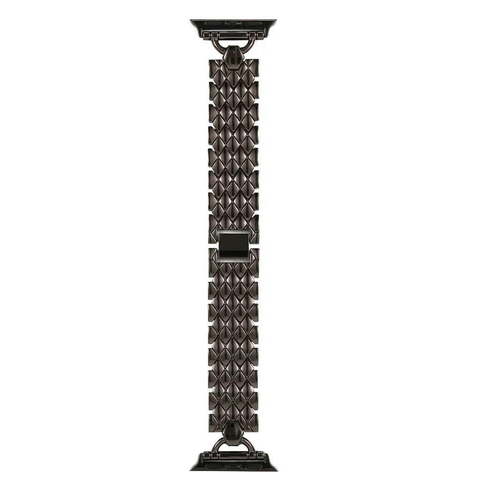 For Apple Watch Ultra 3 2 1 49mm / Series 11 10 46mm / 9 8 7 45mm / SE3 SE2 SE 6 5 4 44mm / 3 2 1 42mm Zinc Alloy Rhombus Bracelet Smart Watch Band Strap Replacement - Black - 3