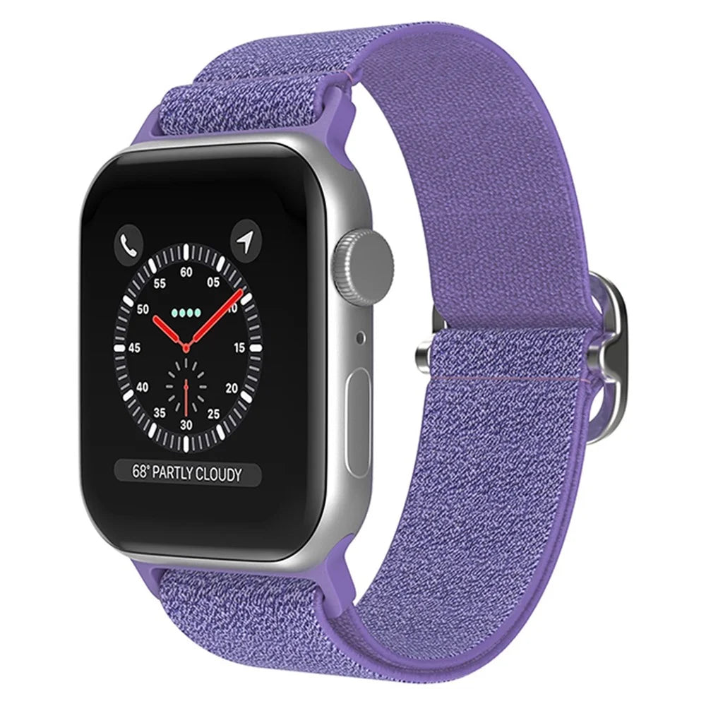 For Apple Watch Ultra 3 2 1 49mm / Series 11 10 46mm / 9 8 7 45mm / SE3 SE2 SE 6 5 4 44mm / 3 2 1 42mm Glittery Stitching Nylon Watch Strap Wrist Band with Rhinestone Decor Buckle - Purple - 2
