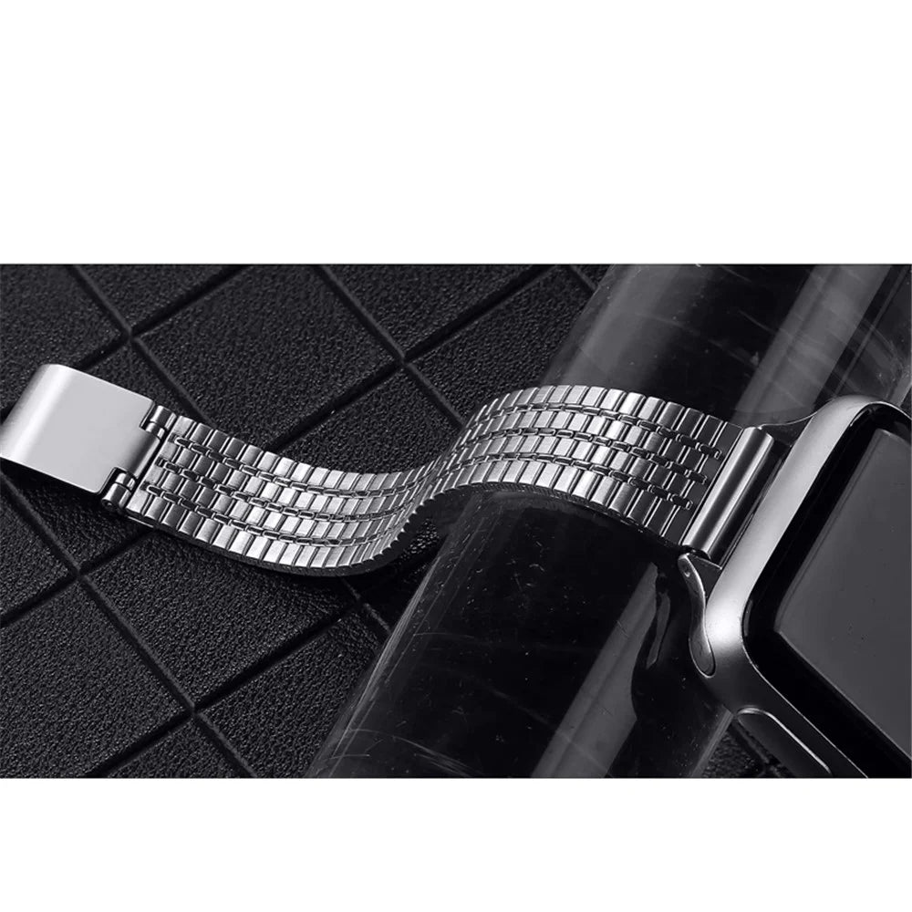 For Apple Watch Series 11 10 42mm / 9 8 7 41mm / SE3 SE2 SE 6 5 4 40mm / 3 2 1 38mm Stainless Steel Dual-Layer Buckle Design Smart Watch Band Wrist Strap - Silver - 3