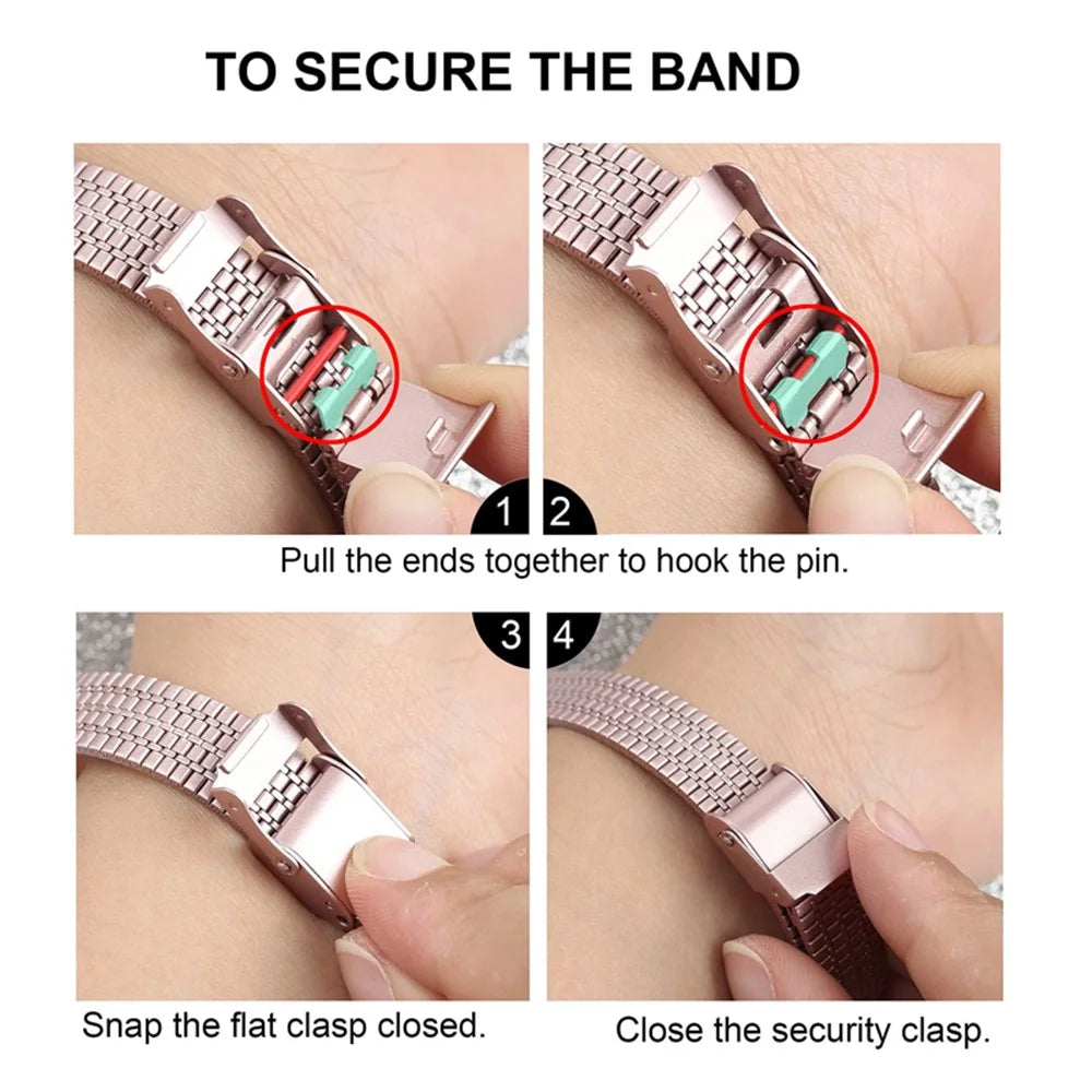 For Apple Watch Series 11 10 42mm / 9 8 7 41mm / SE3 SE2 SE 6 5 4 40mm / 3 2 1 38mm Stainless Steel Dual-Layer Buckle Design Smart Watch Band Wrist Strap - Silver - 4