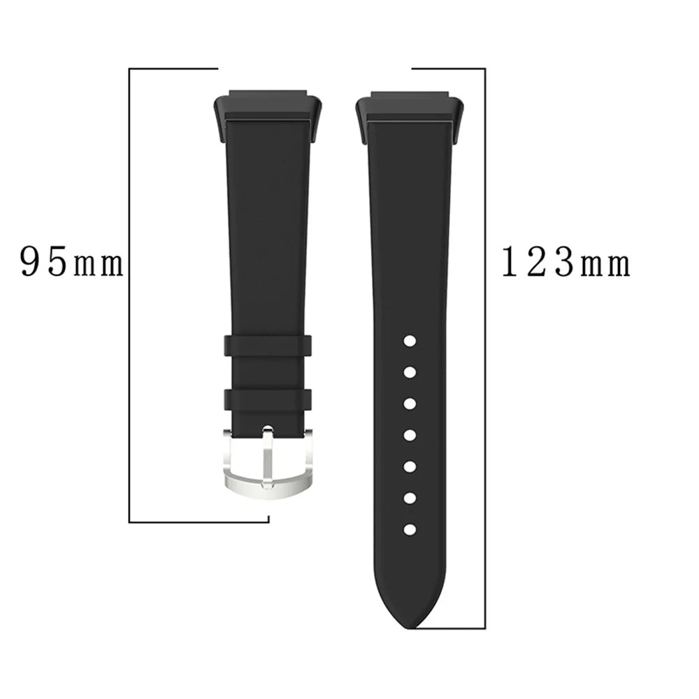 For Huawei Band 7 Genuine Leather Watch Band Replacement Strap with Metal Silver Buckle - Red - 6