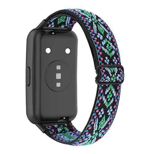 For Huawei Band 7 Stretchy Boho Watch Band Adjustable Elastic Nylon Strap Replacement Wristband - Green - 1