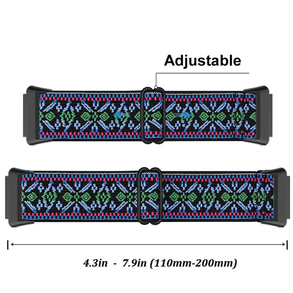 For Huawei Band 7 Stretchy Boho Watch Band Adjustable Elastic Nylon Strap Replacement Wristband - Green - 7