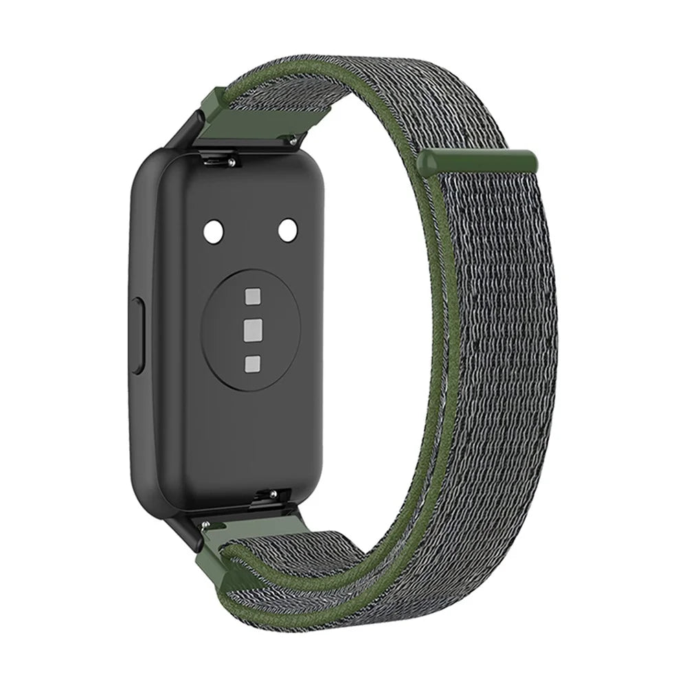 For Huawei Band 7 Soft Nylon Watch Band Adjustable Loop Fastener Sport Strap Wristband Replacement - Army Green - 2