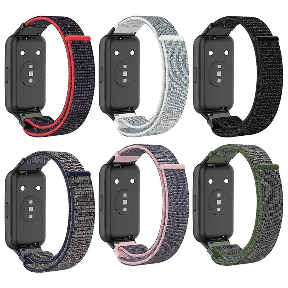 For Huawei Band 7 Soft Nylon Watch Band Adjustable Loop Fastener Sport Strap Wristband Replacement - Army Green - 4