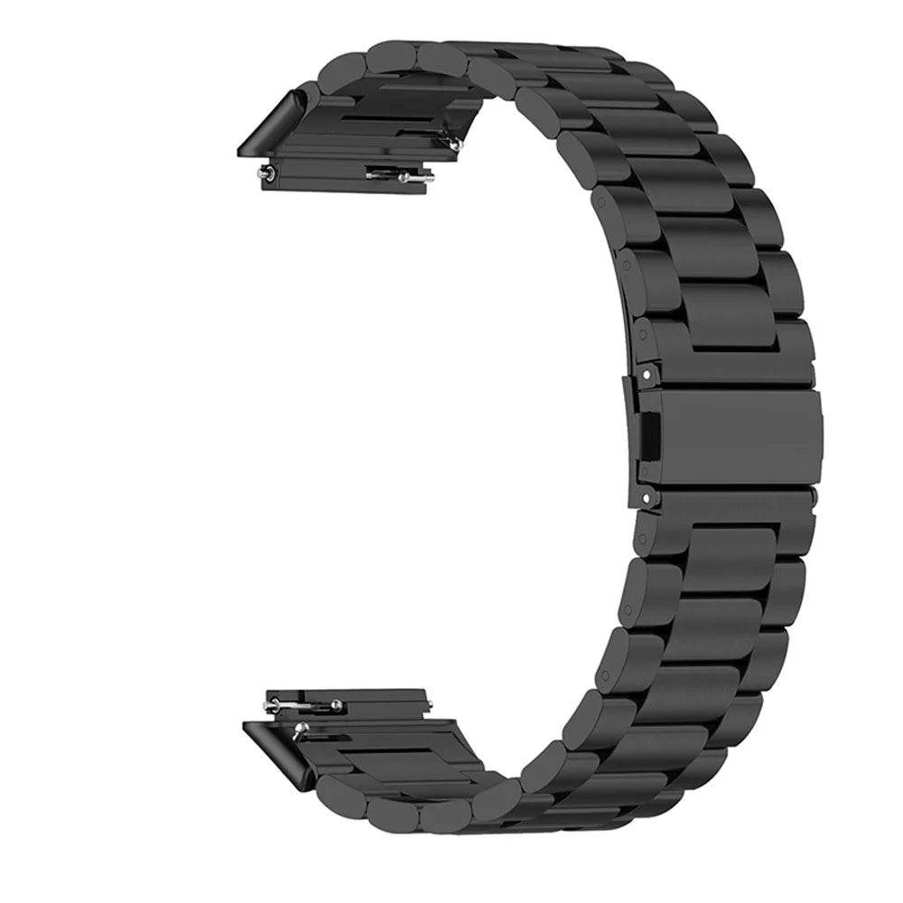 For Huawei Band 7 Stainless Steel Watch Band 3 Beads Metal Buckle Replacement Wristband - Black - 3