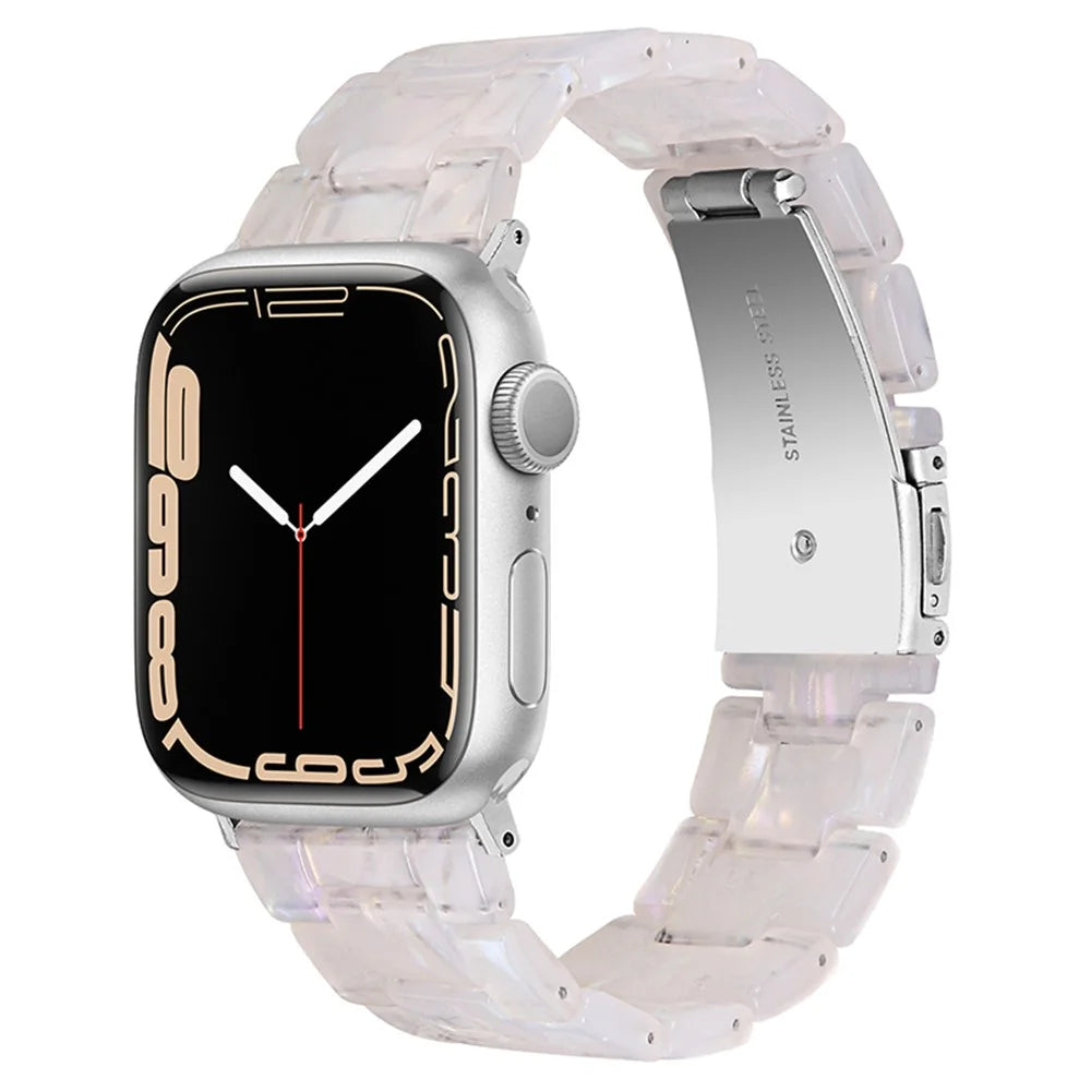 For Apple Watch Ultra 3 2 1 49mm / Series 11 10 46mm / 9 8 7 45mm / SE3 SE2 SE 6 5 4 44mm / 3 2 1 42mm Resin Watch Band Strap Bracelet with Stainless Steel Buckle - Shell White - 1