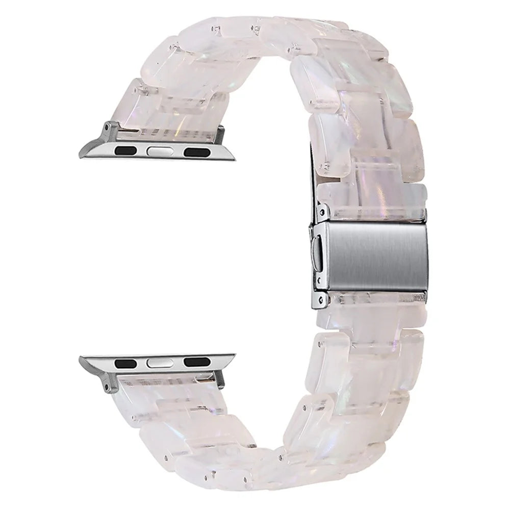 For Apple Watch Ultra 3 2 1 49mm / Series 11 10 46mm / 9 8 7 45mm / SE3 SE2 SE 6 5 4 44mm / 3 2 1 42mm Resin Watch Band Strap Bracelet with Stainless Steel Buckle - Shell White - 2