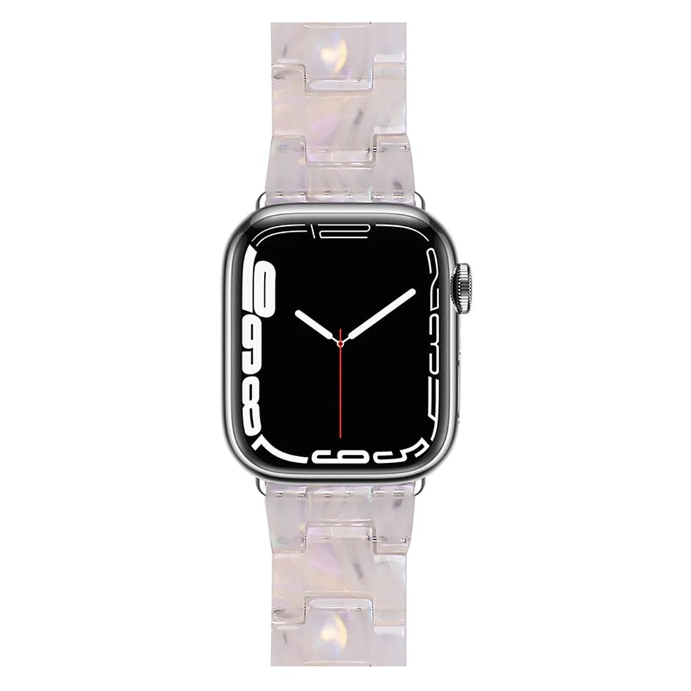 For Apple Watch Ultra 3 2 1 49mm / Series 11 10 46mm / 9 8 7 45mm / SE3 SE2 SE 6 5 4 44mm / 3 2 1 42mm Resin Watch Band Strap Bracelet with Stainless Steel Buckle - Shell White - 3