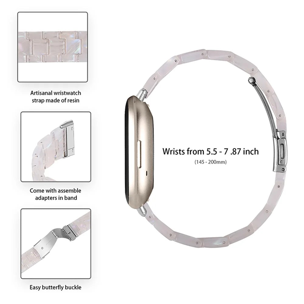 For Apple Watch Ultra 3 2 1 49mm / Series 11 10 46mm / 9 8 7 45mm / SE3 SE2 SE 6 5 4 44mm / 3 2 1 42mm Resin Watch Band Strap Bracelet with Stainless Steel Buckle - Shell White - 5
