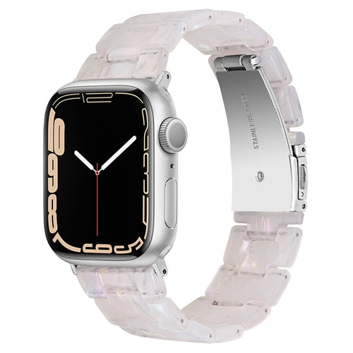 For Apple Watch Series 11 10 42mm / 9 8 7 41mm / SE3 SE2 SE 6 5 4 40mm / 3 2 1 38mm Resin Band Stainless Steel Buckle Replacement Watch Strap - Shell White - 1