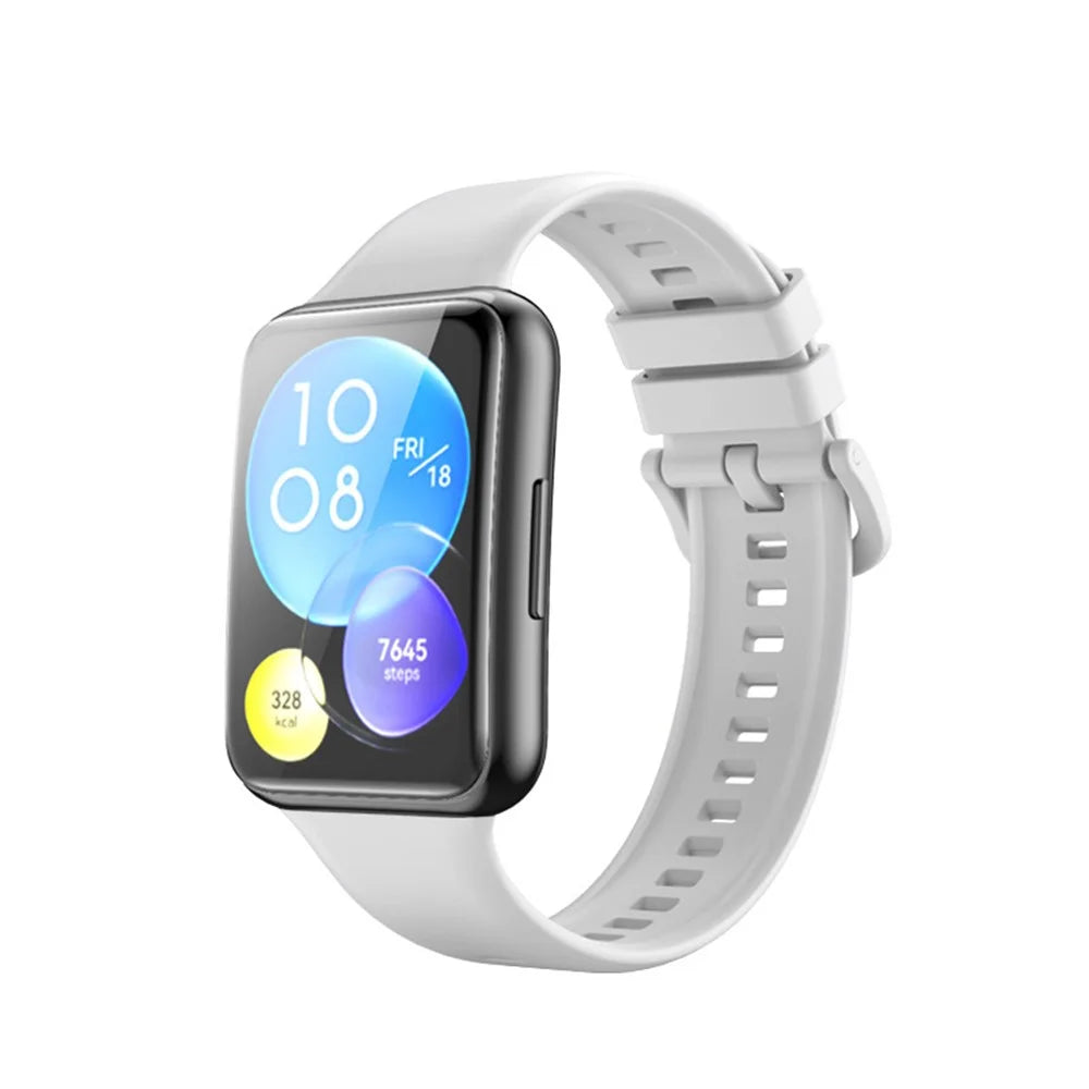 For Huawei Watch Fit 2 Silicone Watch Band Adjustable Soft Replacement Strap - White - 1