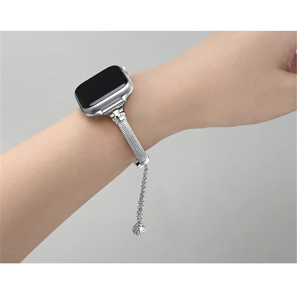 For Apple Watch Ultra 3 2 1 49mm / Series 11 10 46mm / 9 8 7 45mm / SE3 SE2 SE 6 5 4 44mm / 3 2 1 42mm Anti-Sweat Bracelet Metal Smart Watch Band Wrist Strap Replacement - Silver - 3