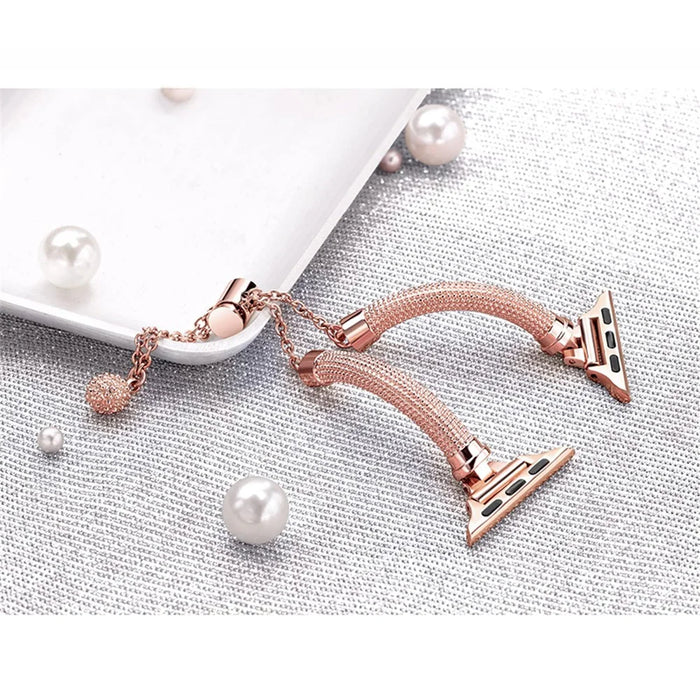 For Apple Watch Series 11 10 42mm / 9 8 7 41mm / SE3 SE2 SE 6 5 4 40mm / 3 2 1 38mm Metal Smart Watch Band Bracelet Wear-Resistant Durable Wrist Strap Replacement - Rose Gold - 2