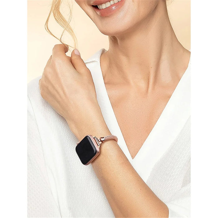 For Apple Watch Series 11 10 42mm / 9 8 7 41mm / SE3 SE2 SE 6 5 4 40mm / 3 2 1 38mm Metal Smart Watch Band Bracelet Wear-Resistant Durable Wrist Strap Replacement - Rose Gold - 7