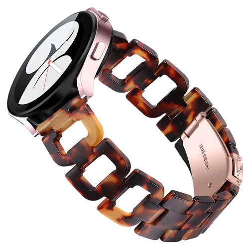 For Samsung Galaxy Watch4 Active 40mm / 44mm  /  Watch4 Classic 42mm / 46mm D Shape Resin Smart Watch Strap Wristband with Stainless Steel Buckle - Tortoiseshell - 1