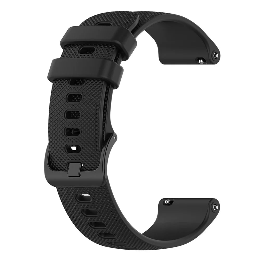 For Haylou Solar LS01 ID205 / Willful SW021 Universal Grid Texture Silicone Watchband Replacement - Black - 1
