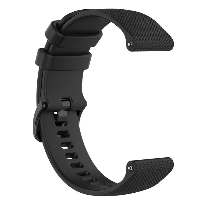 For Haylou Solar LS01 ID205 / Willful SW021 Universal Grid Texture Silicone Watchband Replacement - Black - 2