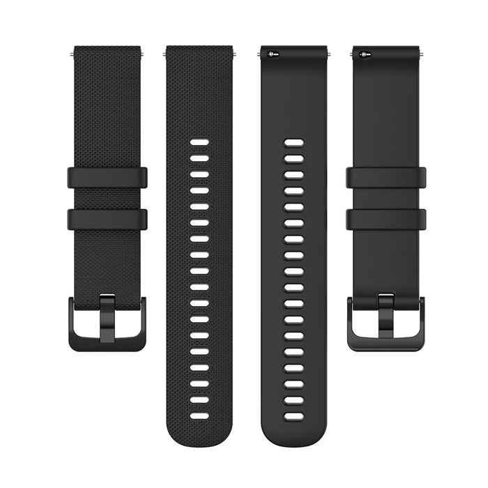 For Haylou Solar LS01 ID205 / Willful SW021 Universal Grid Texture Silicone Watchband Replacement - Black - 3