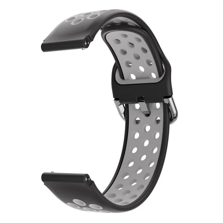 For Haylou Solar LS01 / ID205 / Willful SW021 Silicone Watch Band 19mm Adjustable Dual Color Replacement Strap - Black / Grey - 1