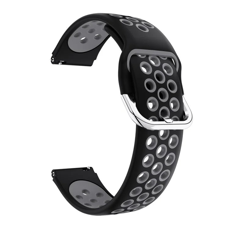For Haylou Solar LS01 / ID205 / Willful SW021 Silicone Watch Band 19mm Adjustable Dual Color Replacement Strap - Black / Grey - 2