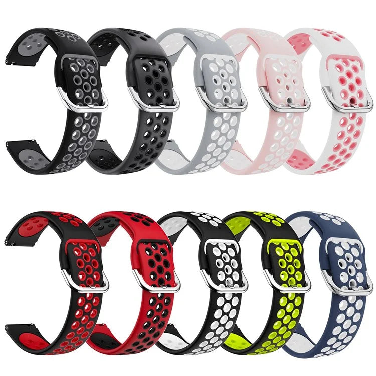 For Haylou Solar LS01 / ID205 / Willful SW021 Silicone Watch Band 19mm Adjustable Dual Color Replacement Strap - Black / Grey - 3