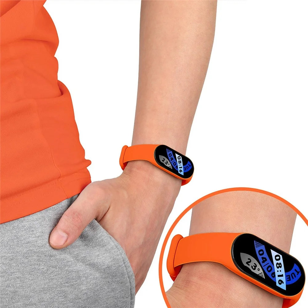 JUNSUNMAY For Xiaomi Mi Band 5 / 6 / 7 TPU Watch Band Quick Release Wrist Strap for Sports Watch Replacement Accessories - Orange - 7