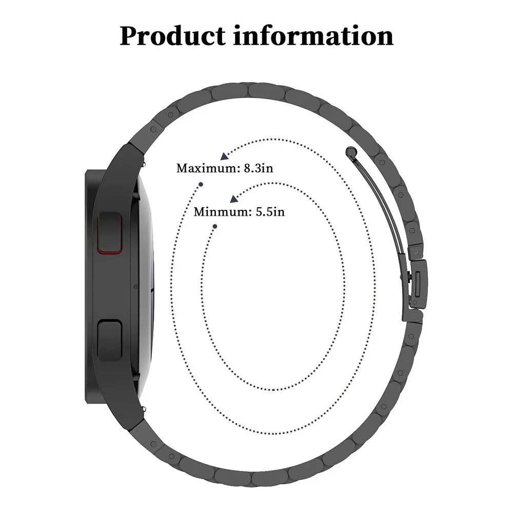 JLT For Samsung Galaxy Watch4 Classic 42mm / 46mm / Garmin Venu 2 Plus 20mm Watch Band Three Beads Stainless Steel Replacement Strap - Black - 7