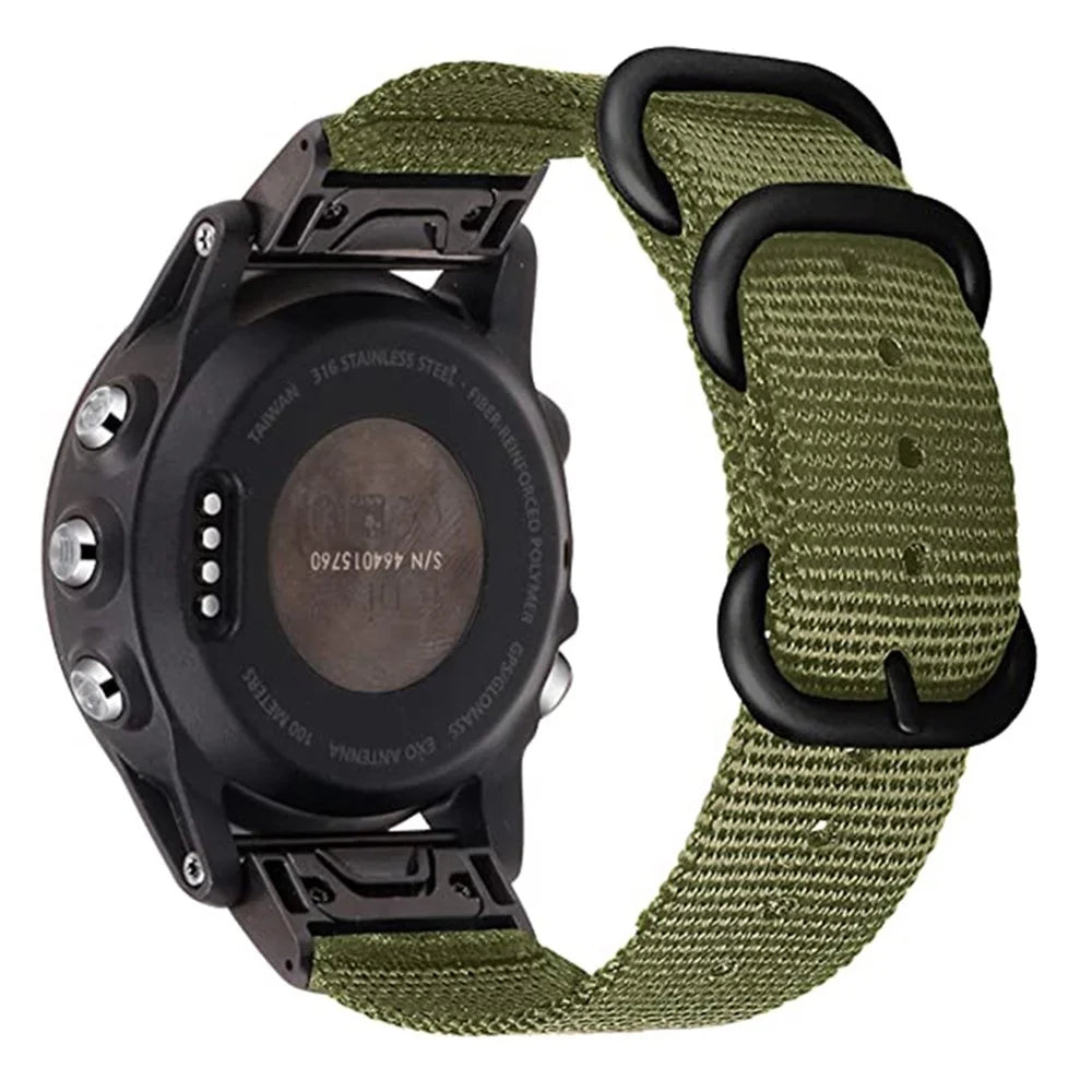 For Garmin Fenix 7S / 6S Pro / 5S Plus Watch Bands 20mm Nylon Wrist Strap with Stainless Steel Three Loops - Green - 1