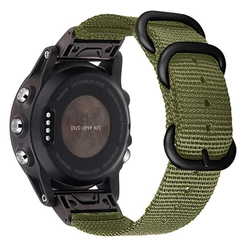 For Garmin Fenix 7S / 6S Pro / 5S Plus Watch Bands 20mm Nylon Wrist Strap with Stainless Steel Three Loops - Green - 1