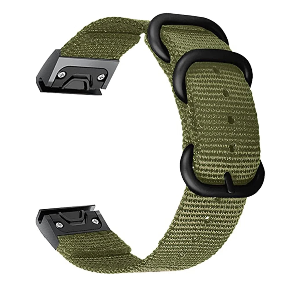For Garmin Fenix 7S / 6S Pro / 5S Plus Watch Bands 20mm Nylon Wrist Strap with Stainless Steel Three Loops - Green - 2