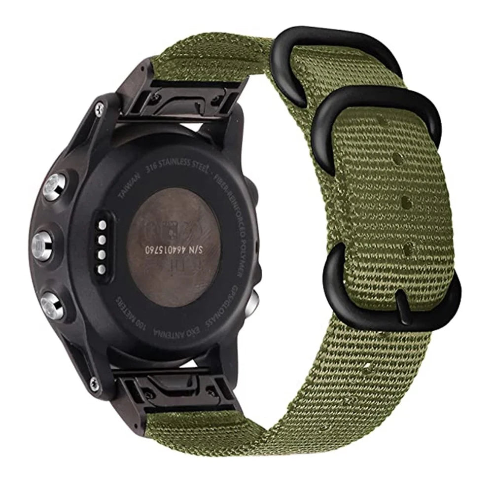 For Garmin Fenix 7X  /  6X Pro  /  Tactix7 Adjustable Wrist Band 26mm Nylon Watch Strap Replacement Watchband - Green - 1