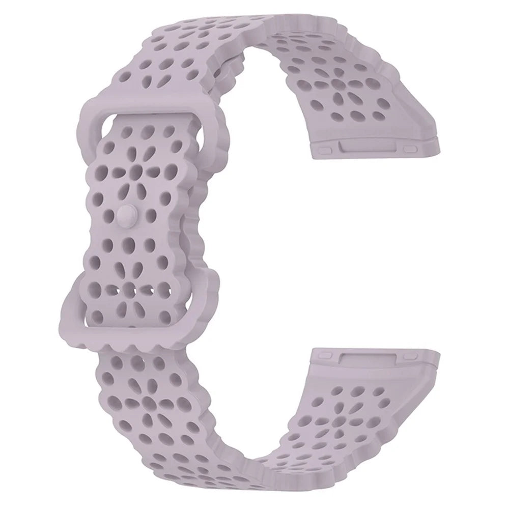 For Fitbit Versa Versa 3 / Sense Lace Flower TPU Band Hollow-out Sport Wristband Replacement - Lavender Purple - 3