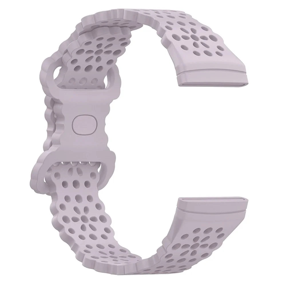 For Fitbit Versa Versa 3 / Sense Lace Flower TPU Band Hollow-out Sport Wristband Replacement - Lavender Purple - 4