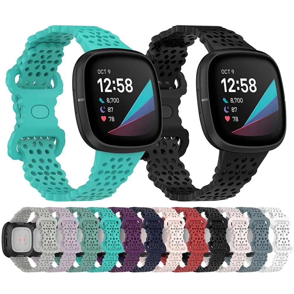 For Fitbit Versa Versa 3 / Sense Lace Flower TPU Band Hollow-out Sport Wristband Replacement - Lavender Purple - 6
