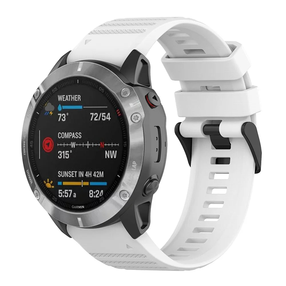 For Garmin Forerunner 955 / Forerunner 945 / Forerunner 935 / Descent G1 Silicone Replacement Band 22mm Sports Strap Wristband with Screwdrivers - White - 1